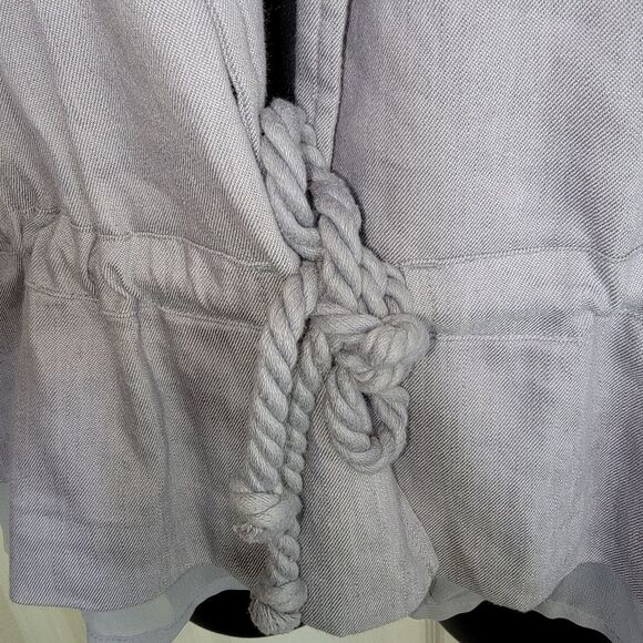 Lane Bryant gray stretch linen rope tie blazer coat jacket 14/16 - Picture 5 of 8